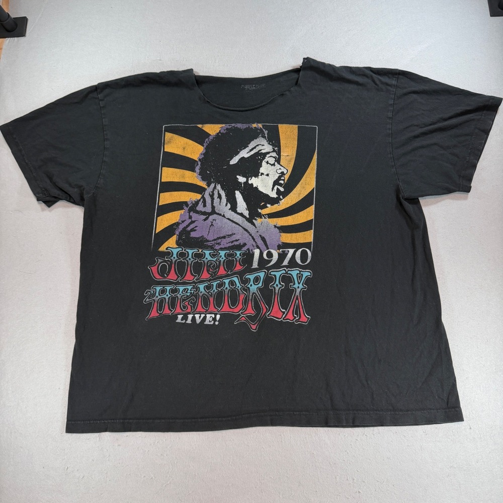 Purple Haze Jimi Hendrix 1970 Live Graphic Tee Black Cut Neck Est Mens 3XL